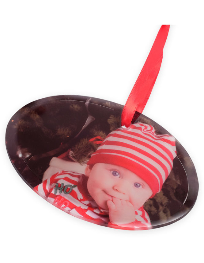 Holiday Frosted Glass Oval Photo Ornament